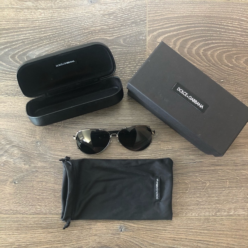 Dolce & Gabbana Black Aviator Sunglasses